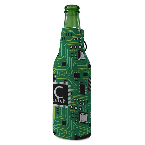 Circuit Board Zipper Bottle Cooler - ANGLE (bottle)