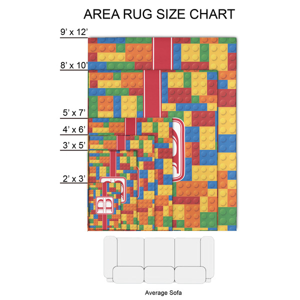Building Blocks 2'x3' Indoor Area Rugs - Size Chart