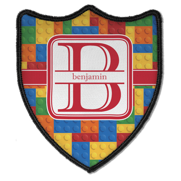 Custom Building Blocks Iron On Shield Patch B w/ Name and Initial