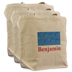 Building Blocks Reusable Cotton Grocery Bags - Set of 3 (Personalized)