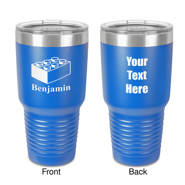Custom Building Blocks 30 oz Stainless Steel Tumbler - Royal Blue - Double-Sided (Personalized)