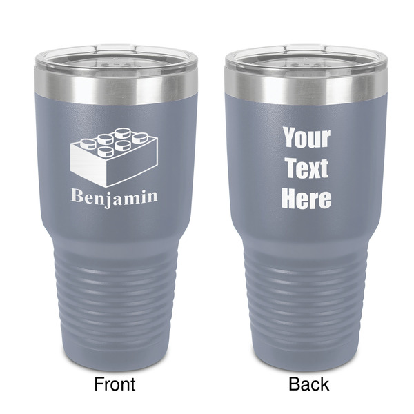 Custom Building Blocks 30 oz Stainless Steel Tumbler - Grey - Double-Sided (Personalized)