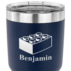 Building Blocks 30 oz Stainless Steel Tumbler - Navy - Single Sided (Personalized)