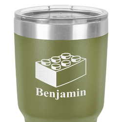 Building Blocks 30 oz Stainless Steel Tumbler - Olive - Single-Sided (Personalized)