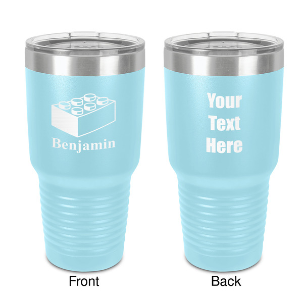 Custom Building Blocks 30 oz Stainless Steel Tumbler - Teal - Double-Sided (Personalized)