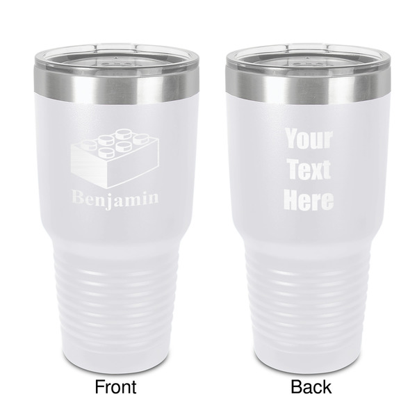Custom Building Blocks 30 oz Stainless Steel Tumbler - White - Double-Sided (Personalized)