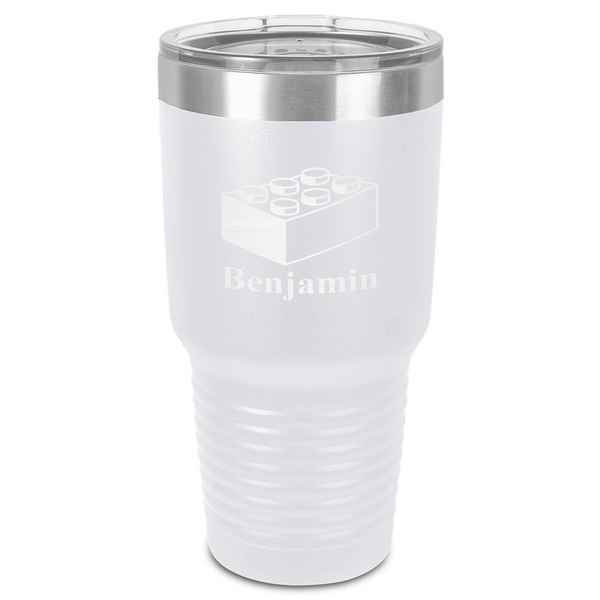 Custom Building Blocks 30 oz Stainless Steel Tumbler - White - Single-Sided (Personalized)