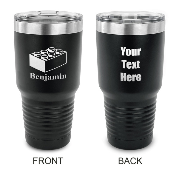 Custom Building Blocks 30 oz Stainless Steel Tumbler - Black - Double Sided (Personalized)