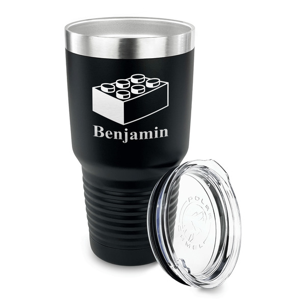 Building Blocks 30 oz Stainless Steel Ringneck Tumblers - Black - LID OFF