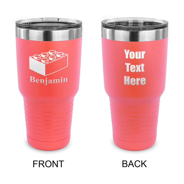 Custom Building Blocks 30 oz Stainless Steel Tumbler - Coral - Double Sided (Personalized)