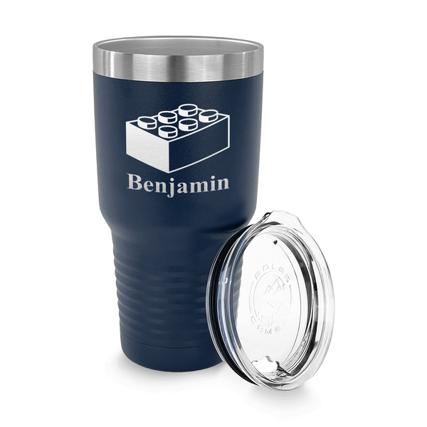 Building Blocks 30 oz Stainless Steel Ringneck Tumblers - Navy - LID OFF