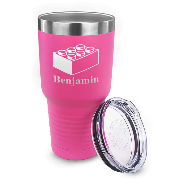Building Blocks 30 oz Stainless Steel Ringneck Tumblers - Pink - LID OFF