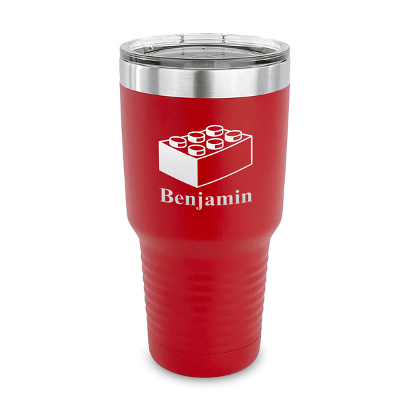 Custom Building Blocks 30 oz Stainless Steel Tumbler - Red - Single Sided (Personalized)