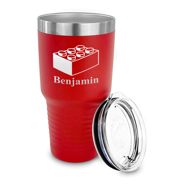 Building Blocks 30 oz Stainless Steel Ringneck Tumblers - Red - LID OFF