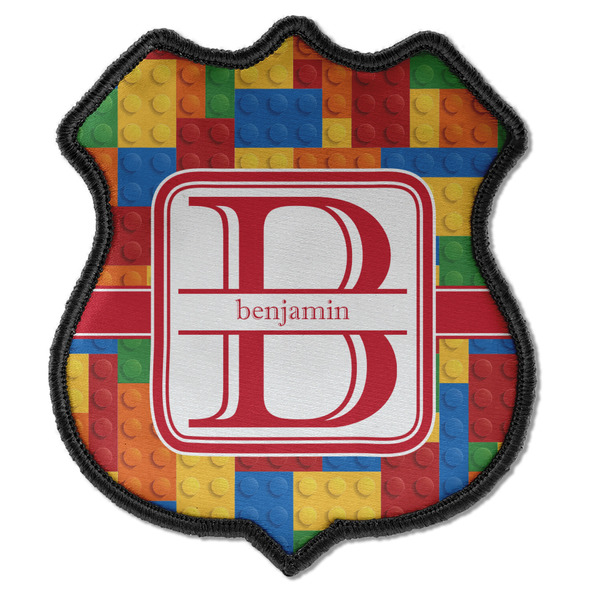 Custom Building Blocks Iron On Shield Patch C w/ Name and Initial