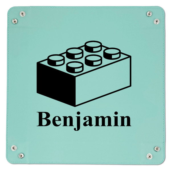 Building Blocks 9" x 9" Teal Leatherette Snap Up Tray - APPROVAL
