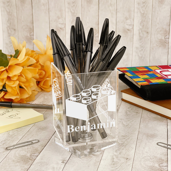 Building Blocks Acrylic Pencil Holder - IN CONTEXT