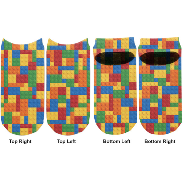 Building Blocks Adult Ankle Socks - Double Pair - Front and Back - Apvl