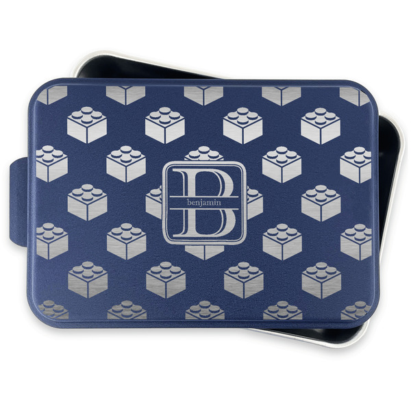 Building Blocks Aluminum Baking Pan - Navy Lid - FRONT w/lid off