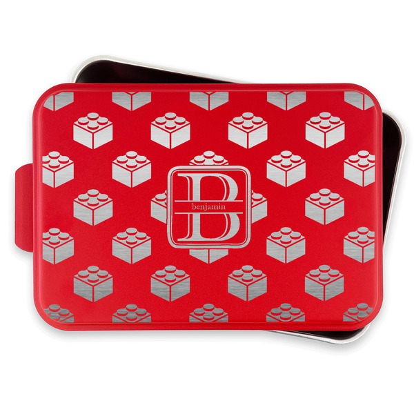 Building Blocks Aluminum Baking Pan - Red Lid - FRONT w/lif off