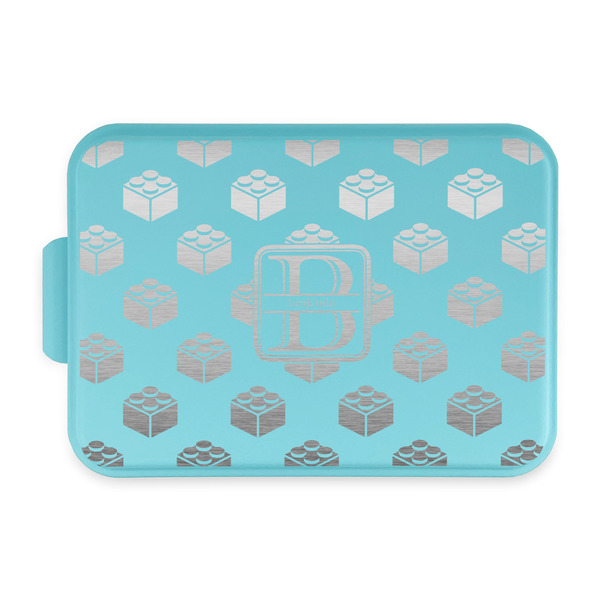 Custom Building Blocks Aluminum Baking Pan with Teal Lid (Personalized)