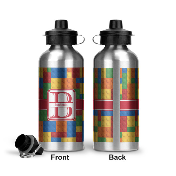 Building Blocks Aluminum Water Bottle - Front and Back