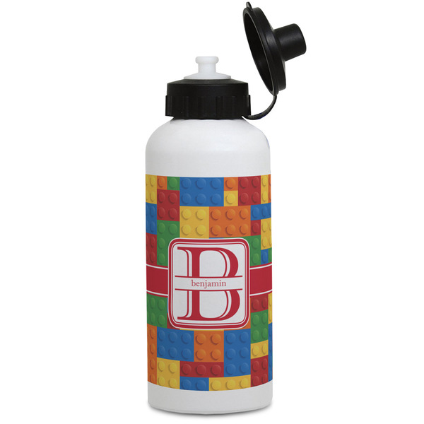 Custom Building Blocks Water Bottles - Aluminum - 20 oz - White (Personalized)