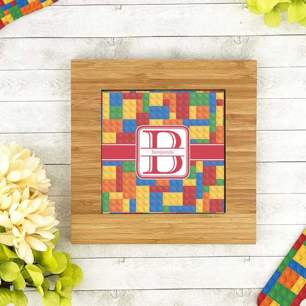 Building Blocks Bamboo Trivet with 6" Tile - LIFESTYLE