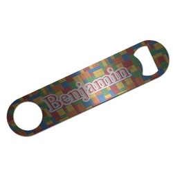Building Blocks Bar Bottle Opener - Silver w/ Name and Initial