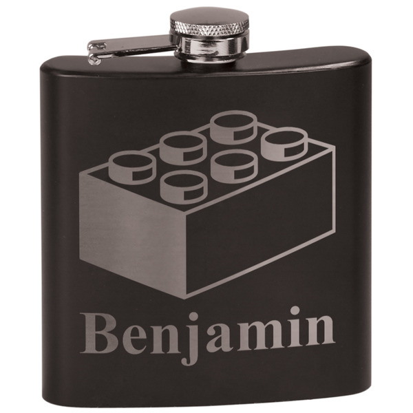 Custom Building Blocks Black Flask Set (Personalized)