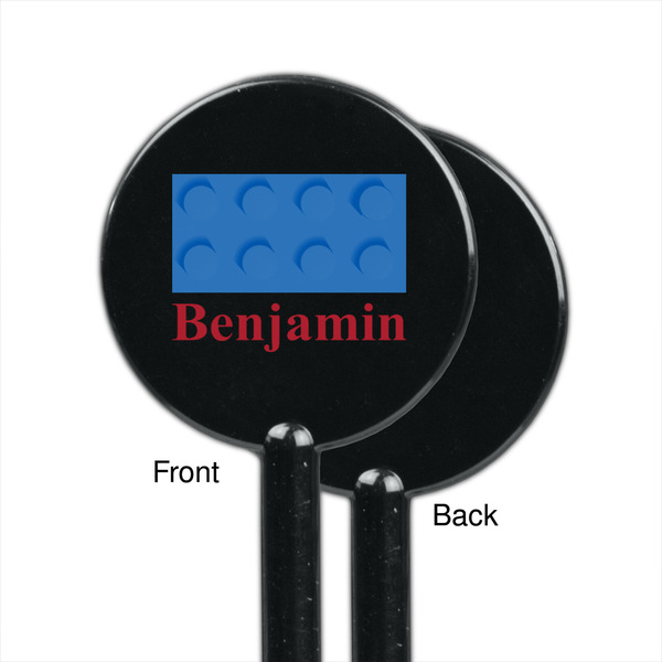 Building Blocks Black Plastic 5.5" Stir Stick - Single Sided - Round - Front & Back