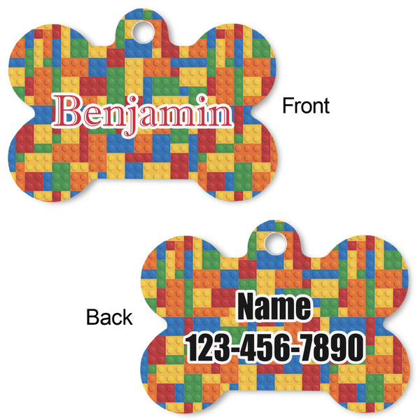 Building Blocks Bone Shaped Dog ID Tag - Large - Approval