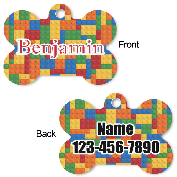 Building Blocks Bone Shaped Dog Tag - Front & Back