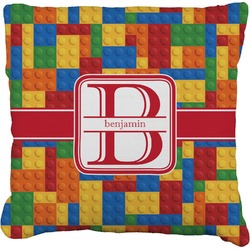 Building Blocks Faux-Linen Throw Pillow 16" (Personalized)