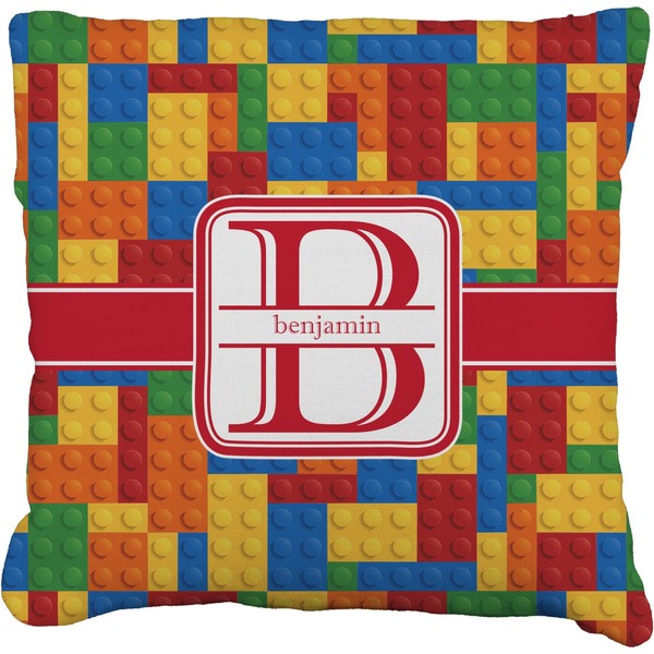 Custom Building Blocks Faux-Linen Throw Pillow 16" (Personalized)
