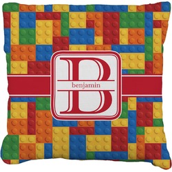 Building Blocks Faux-Linen Throw Pillow 18" (Personalized)
