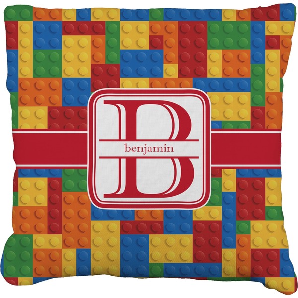 Custom Building Blocks Faux-Linen Throw Pillow 18" (Personalized)