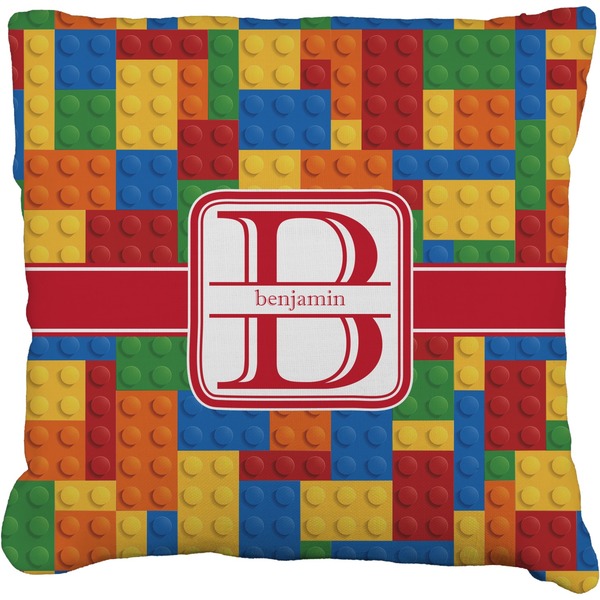 Custom Building Blocks Faux-Linen Throw Pillow 20" (Personalized)