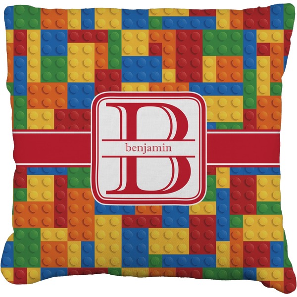 Custom Building Blocks Faux-Linen Throw Pillow 26" (Personalized)