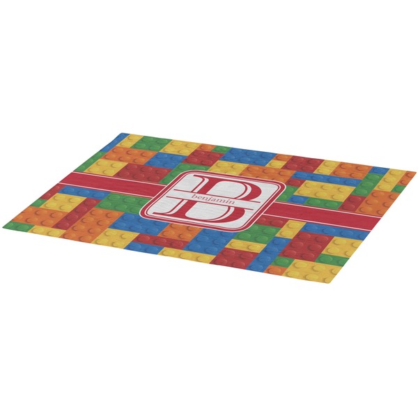 Building Blocks Burlap Placemat (Angle View)