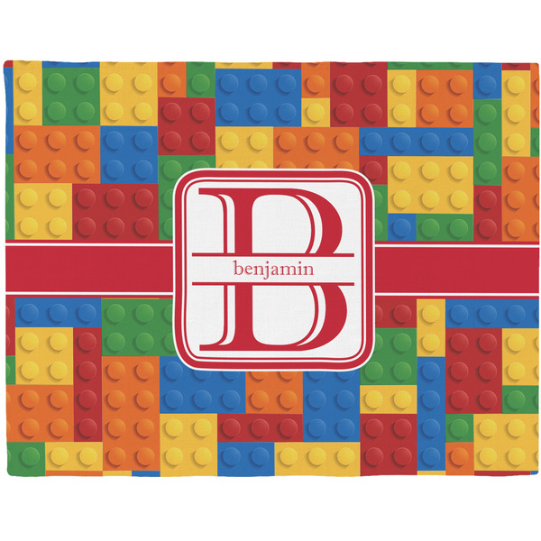 Custom Building Blocks Woven Fabric Placemat - Twill w/ Name and Initial