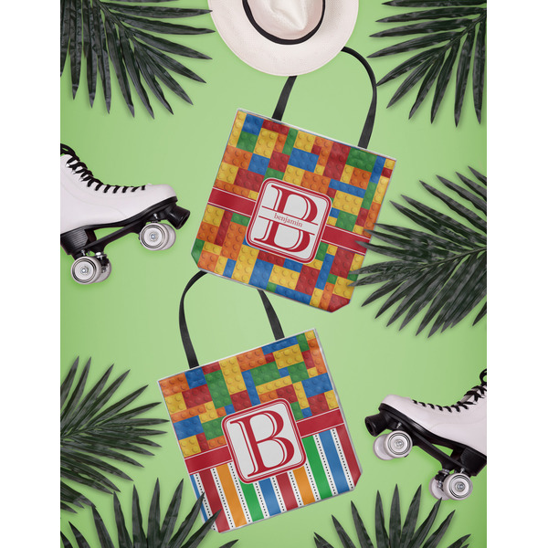 Building Blocks Canvas Tote Lifestyle Front and Back- 13x13