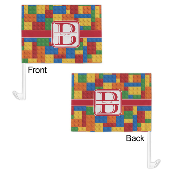 Building Blocks Car Flag - 11" x 8" - Front & Back View