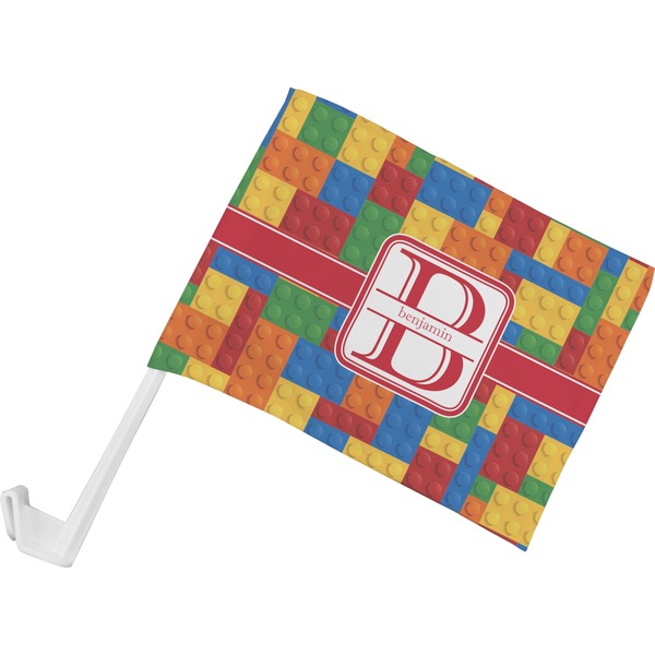 Custom Building Blocks Car Flag - Small w/ Name and Initial
