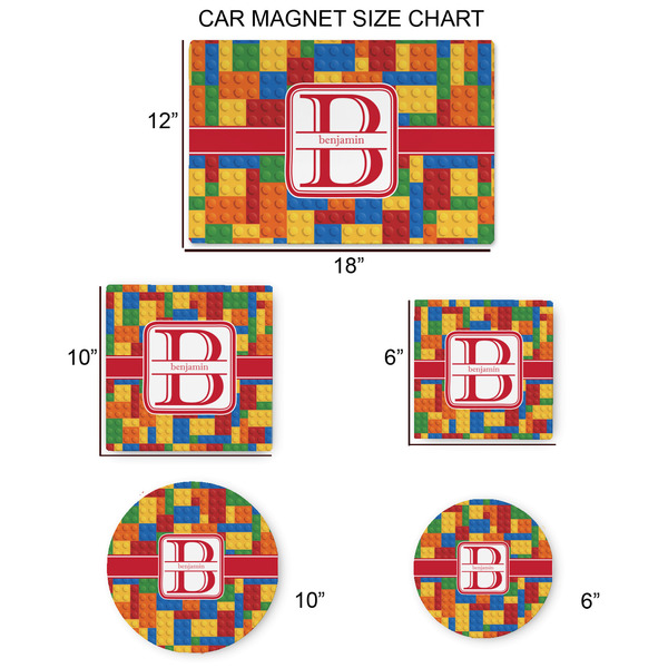 Building Blocks Car Magnets - SIZE CHART