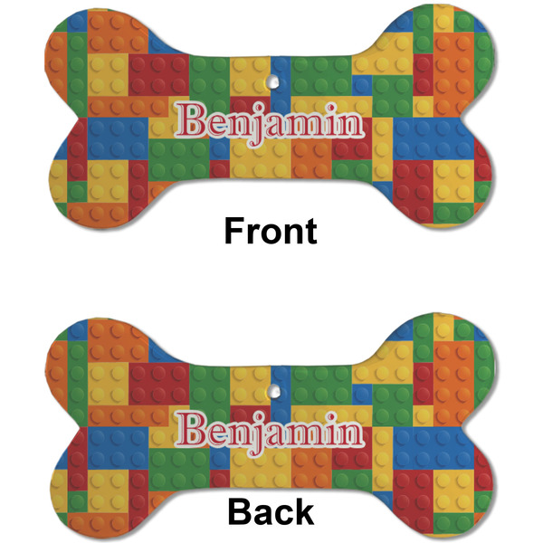 Building Blocks Ceramic Flat Ornament - Bone Front & Back (APPROVAL)