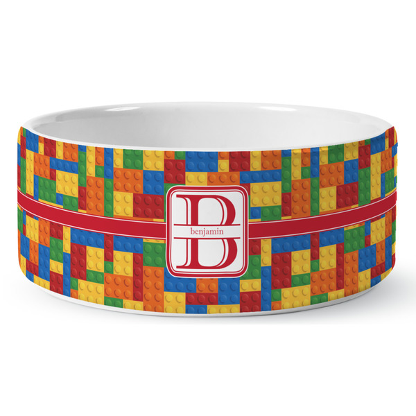 Custom Building Blocks Ceramic Dog Bowl (Personalized)
