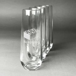 Building Blocks Champagne Flute - Stemless Engraved - Set of 4 (Personalized)