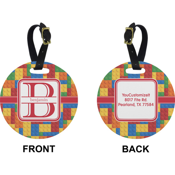 Building Blocks Circle Luggage Tag (Front + Back)