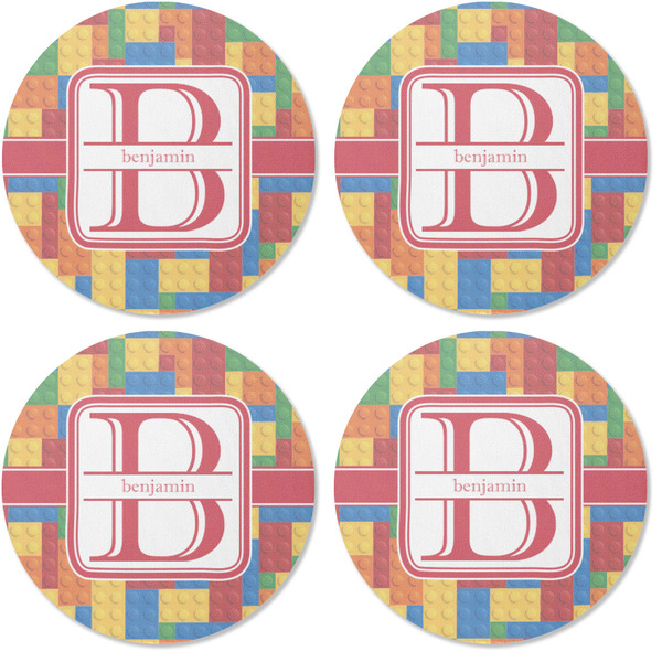 Building Blocks Coaster Round Rubber Back - Apvl